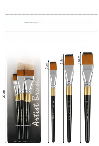 3pc Oil Paint Brush Set - Nylon Wooden Handle - photo 4