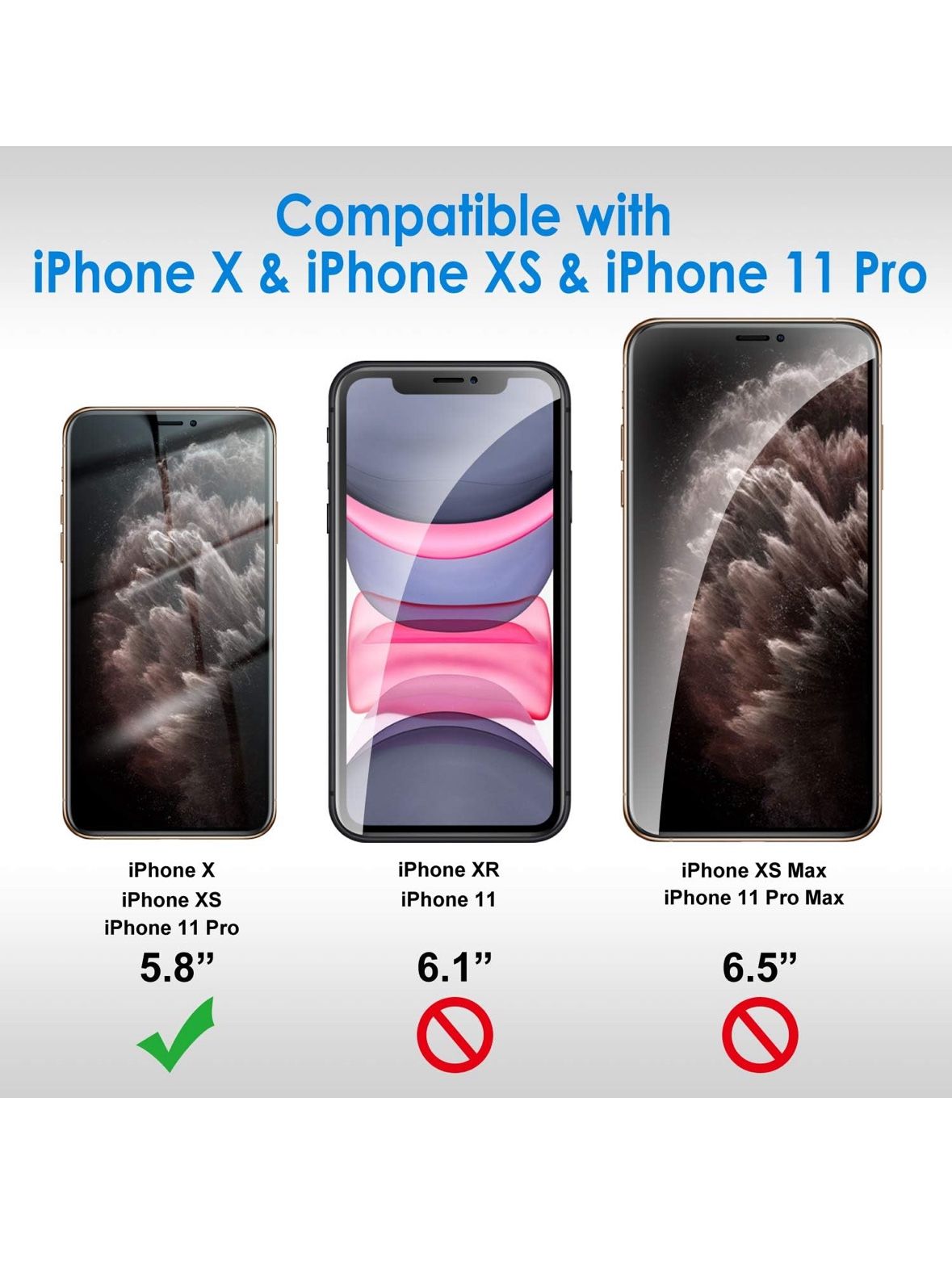 JETech Privacy Screen Protector for iPhone 11 Pro/Xs/X 2-Pack - photo 2