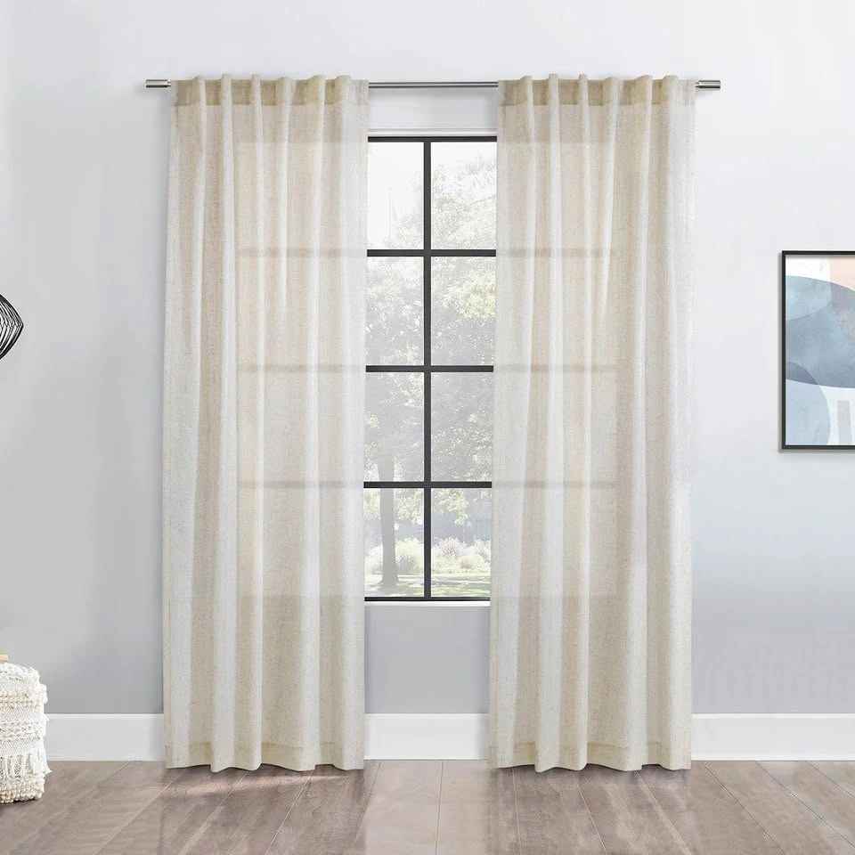 StyleWell 52 x 95" Faux Linen Insulated Sheer Curtains – Set of