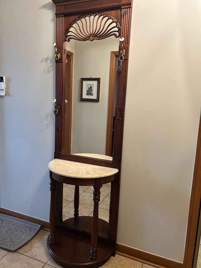 Victorian Style Hall Tree with Marble Console
