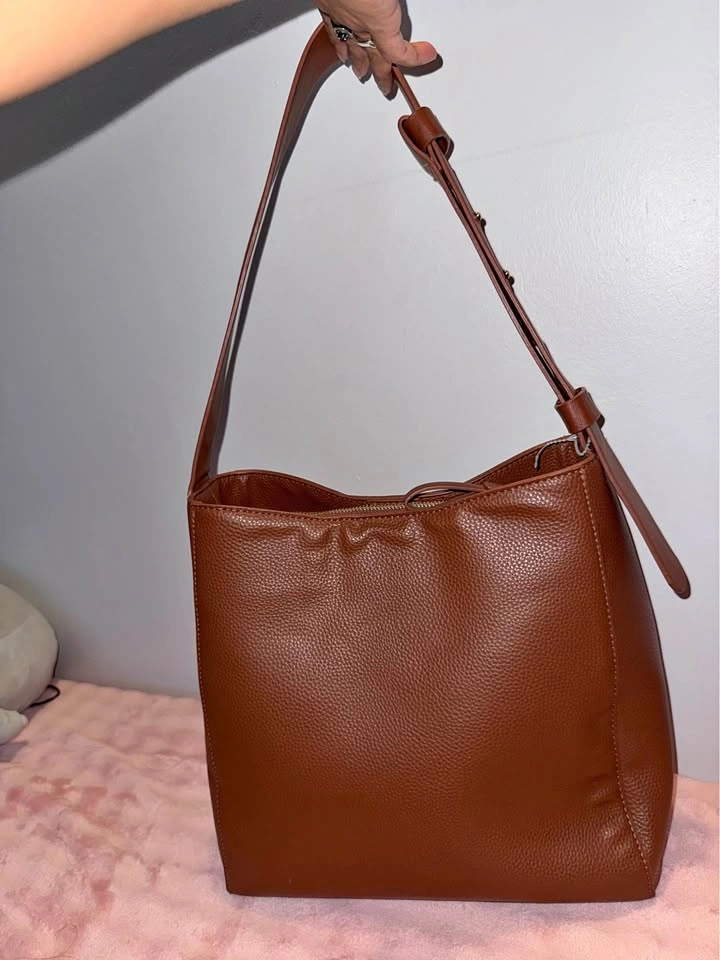 Love & Lore Brown Pebbled Leather Shoulder Bag