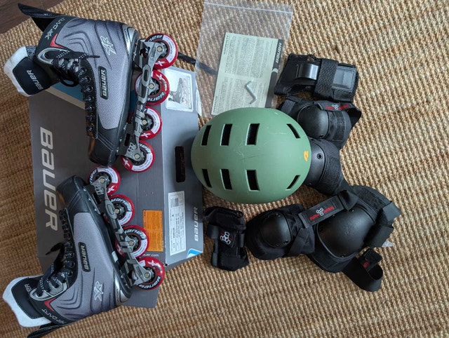 Bauer Roller Skates (Size 12) Retrospec Helmet & Triple Eight