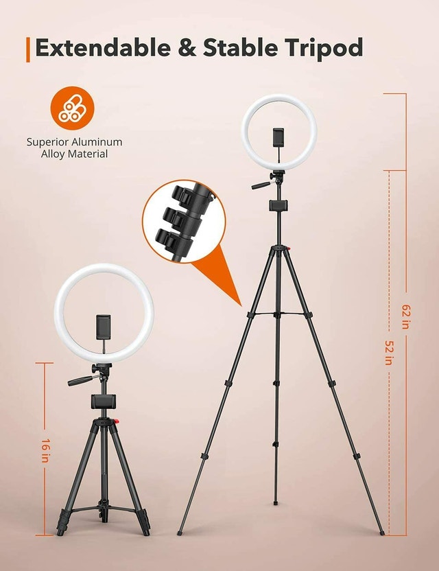 LED 12" Ring Light with 3 Color Modes 61" Tripod Stand - photo 2