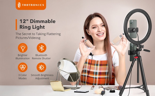 LED 12" Ring Light with 3 Color Modes 61" Tripod Stand - photo 3