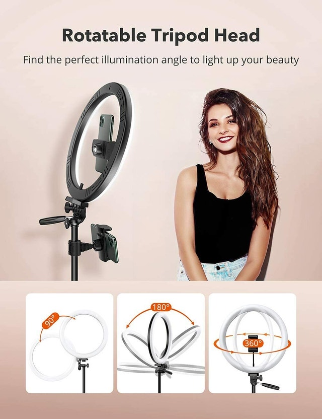 LED 12" Ring Light with 3 Color Modes 61" Tripod Stand - photo 5