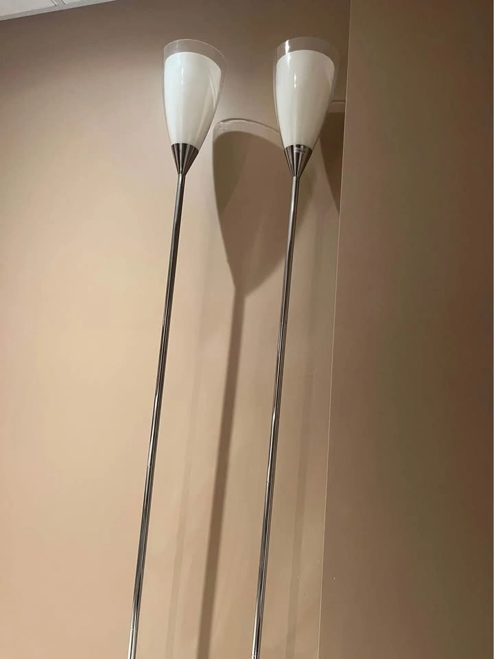 Pair of Floor Lamps with White Tulip Shades - photo 2
