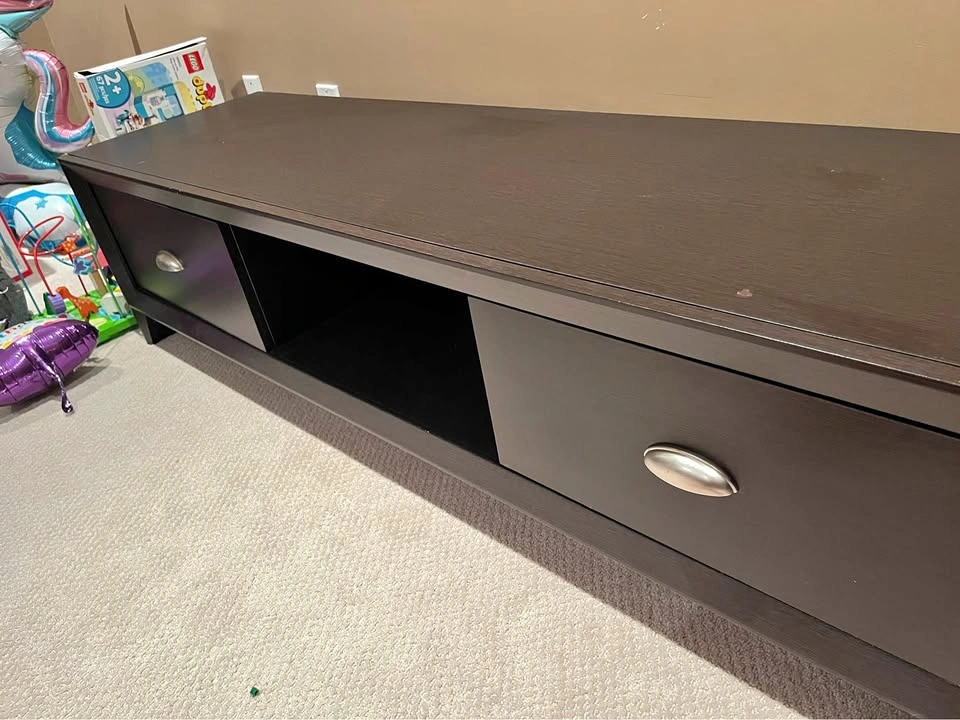 Dark Brown TV Stand with Drawers
