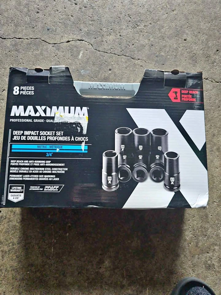 MAXIMUM 8 Piece 3/4" Deep Impact Socket Metric