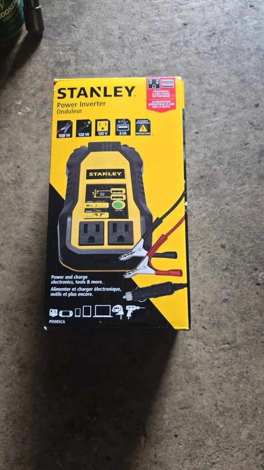 Stanley 500W Inverter & Power Outlet with Battery Clamps - photo 2
