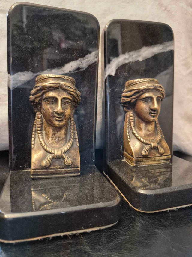 Antique Marble & Brass Bookends