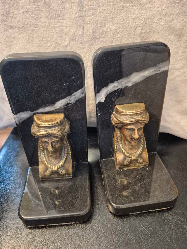 Antique Marble & Brass Bookends - photo 2