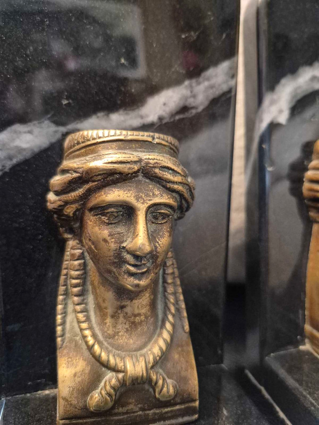 Antique Marble & Brass Bookends - photo 3