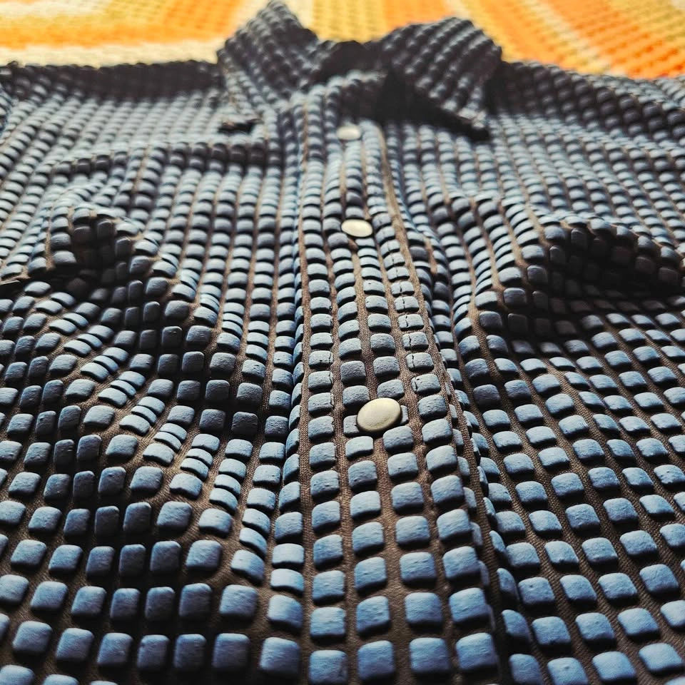 Vintage Y2K Cyberpunk Rave 3D Textured Grid Top Small - photo 4