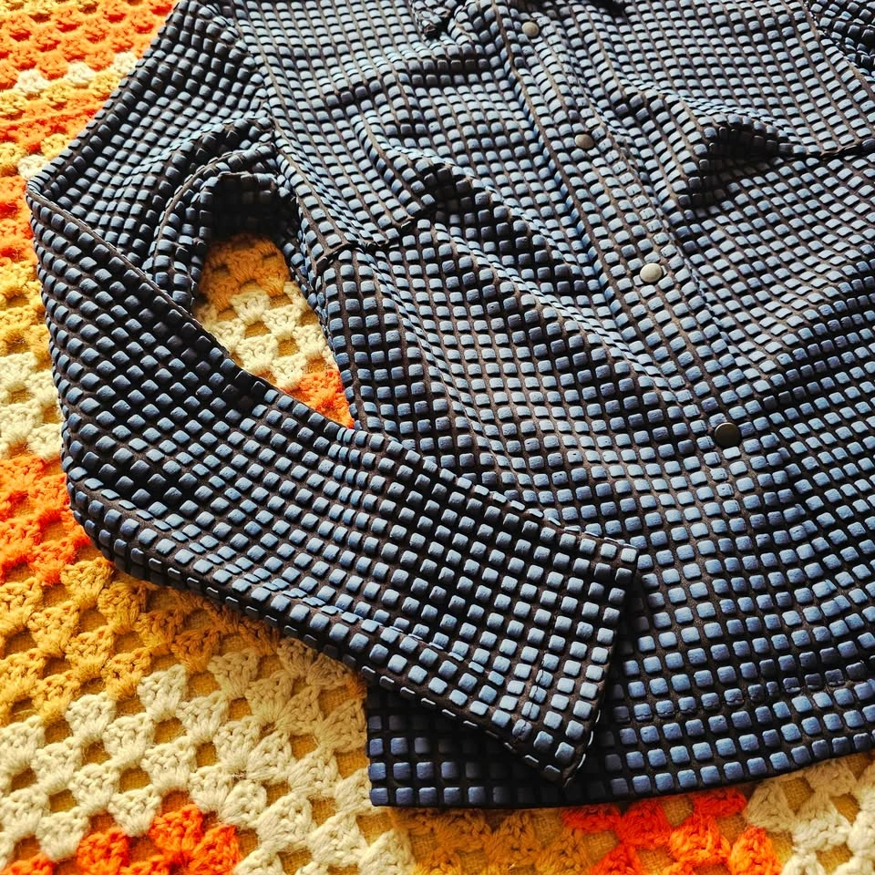 Vintage Y2K Cyberpunk Rave 3D Textured Grid Top Small - photo 5