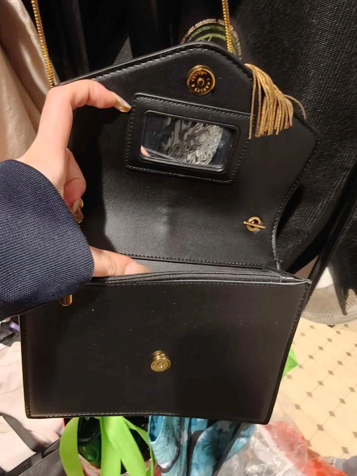 Charles & Keith Navy Blue Glitter Chain Crossbody Bag - photo 2