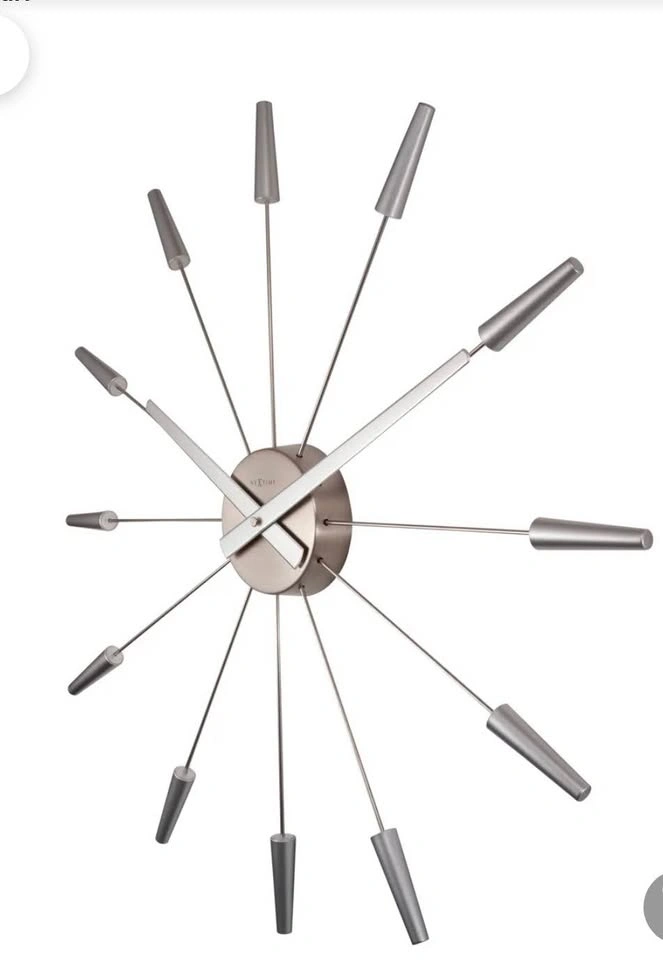 NeXTime Dutch Design Modern Silver Spoke Wall Clock New In Box - photo 2
