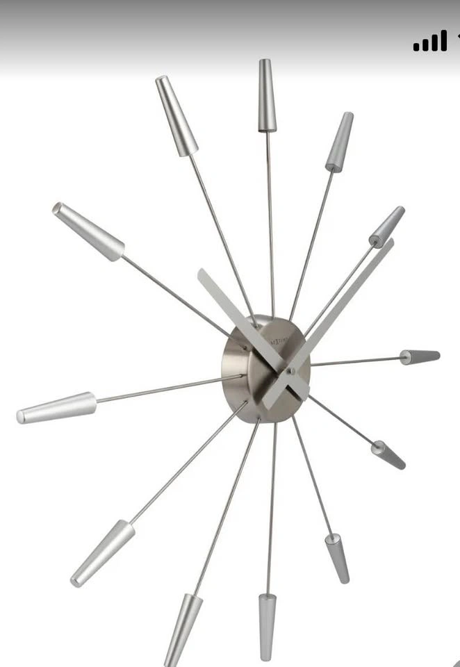 NeXTime Dutch Design Modern Silver Spoke Wall Clock New In Box - photo 3