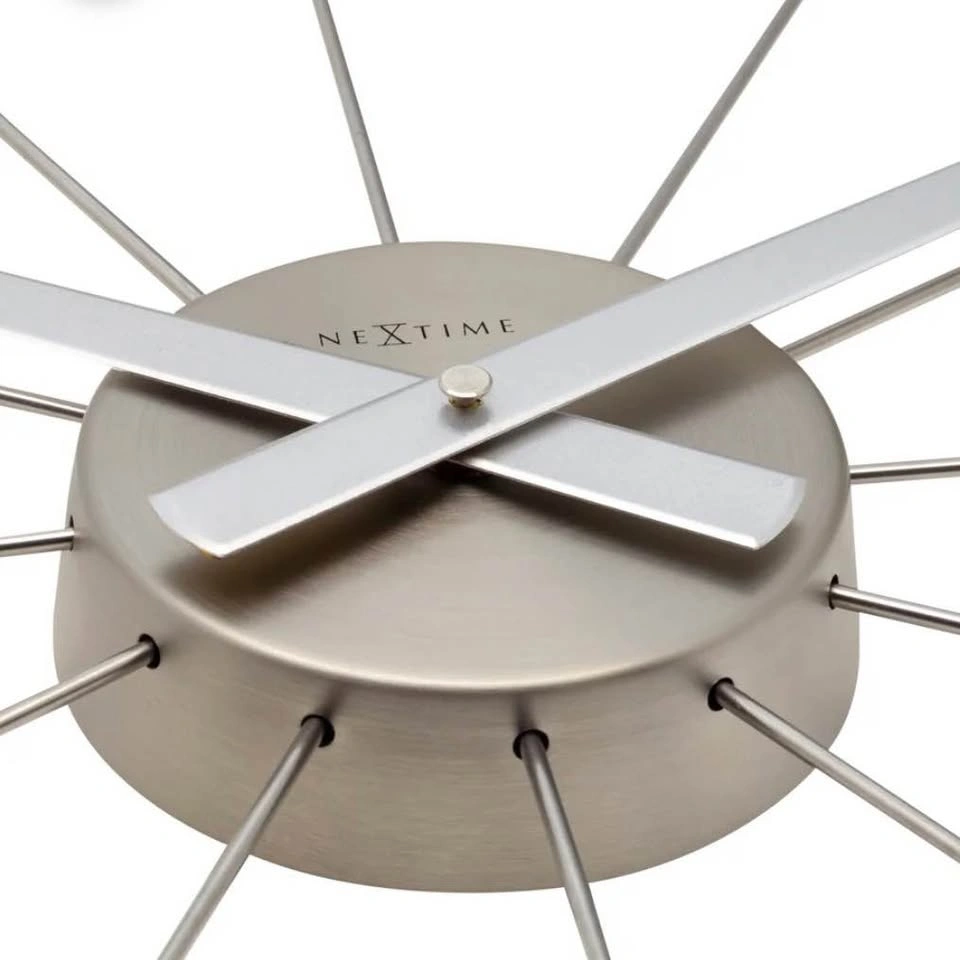 NeXTime Dutch Design Modern Silver Spoke Wall Clock New In Box - photo 4