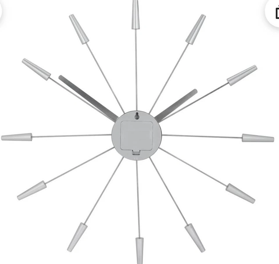 NeXTime Dutch Design Modern Silver Spoke Wall Clock New In Box - photo 5
