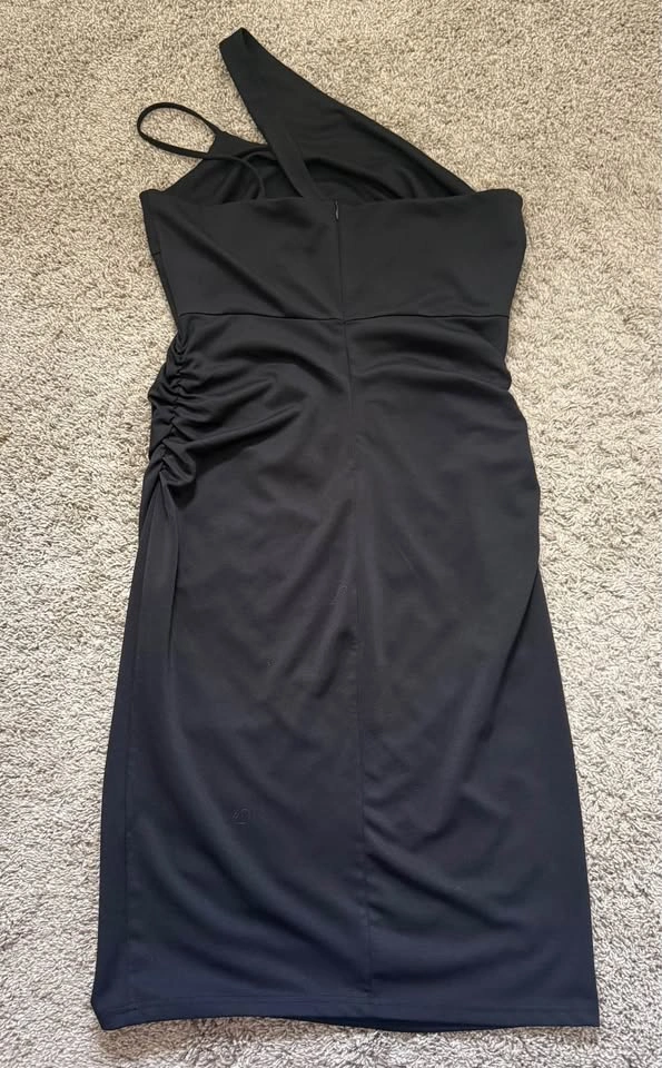 Black One-Shoulder Ruched Dress - photo 2
