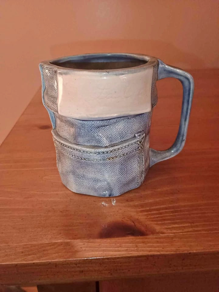 Vintage Denim Jeans Mug Ceramic Textured