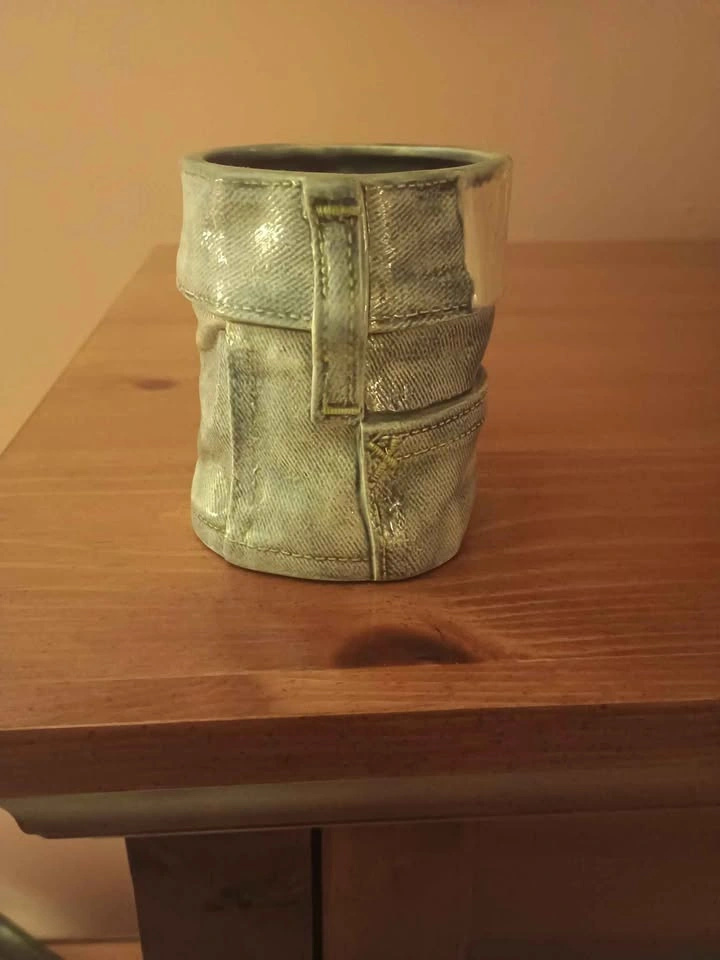 Vintage Denim Jeans Mug Ceramic Textured - photo 3