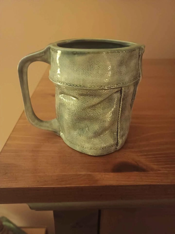 Vintage Denim Jeans Mug Ceramic Textured - photo 4