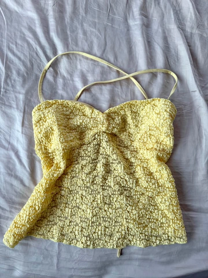 Garage Embroidered Open Back Halter Top