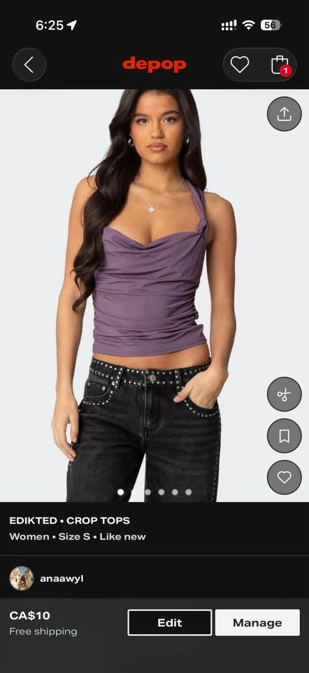 edikted liza purple cowlneck top - photo 4