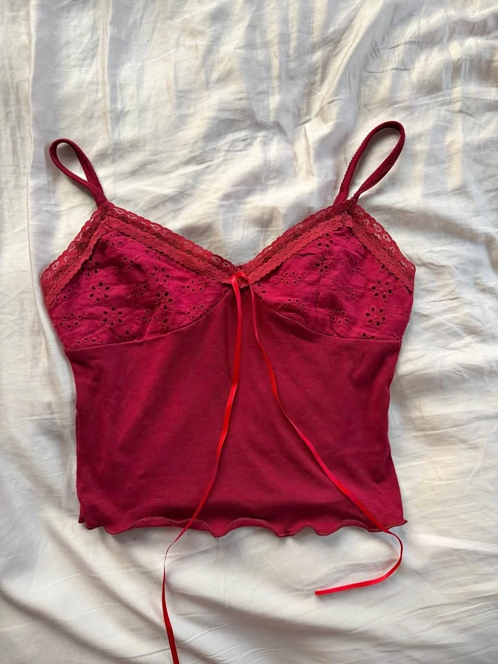 red embroidered camisole