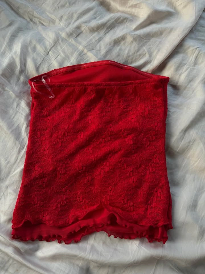 red mesh lace tube top - photo 2