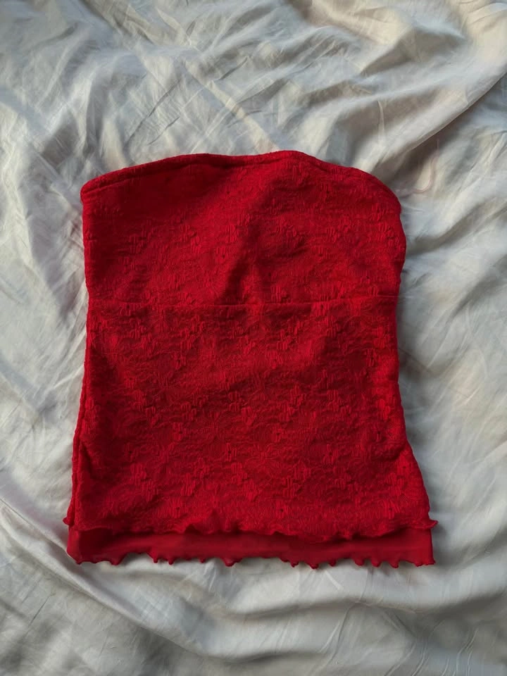 red mesh lace tube top - photo 4