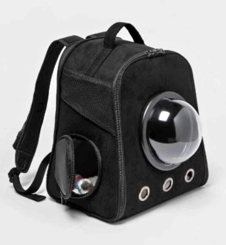 Black Pet Carrier Backpack with Bubble Dome
