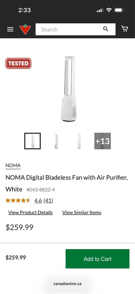 NOMA Digital Bladeless Fan with Air Purifier - photo 5