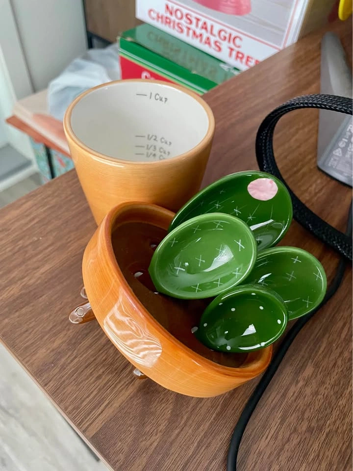 Ceramic Cactus Measuring Cup and Spoon Set - photo 3