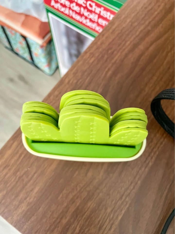 Green Cactus Coaster Set with Holder - photo 2