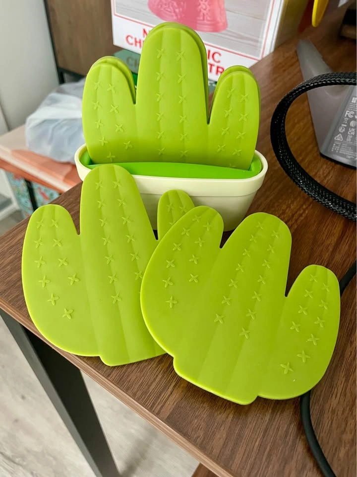 Green Cactus Coaster Set with Holder - photo 3