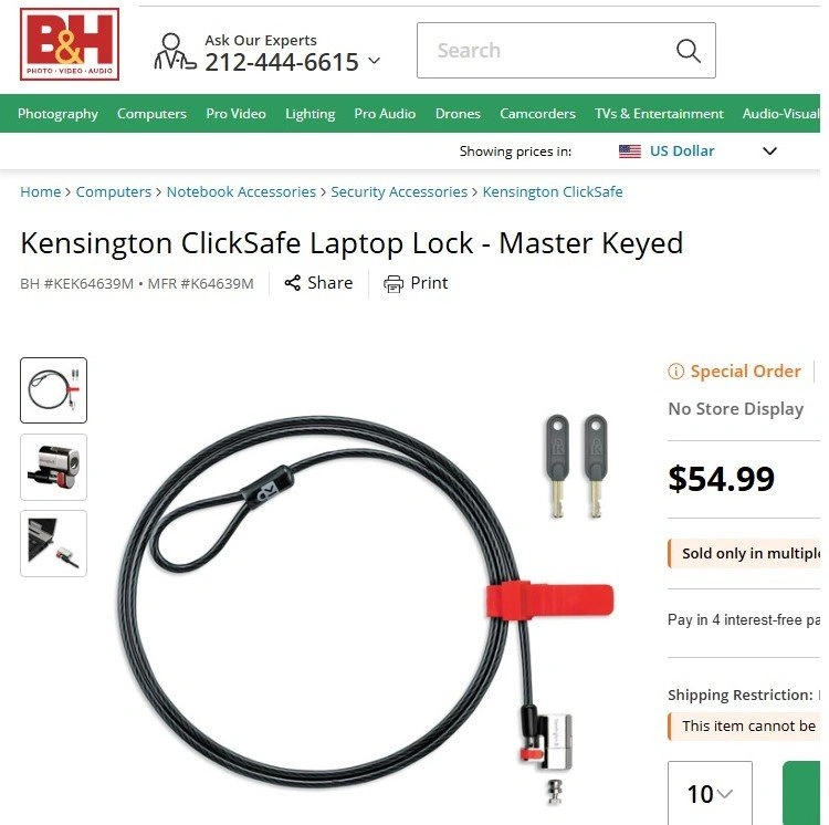 NEW BNIB Kensington ClickSafe Laptop Security Cable K64639M - photo 2