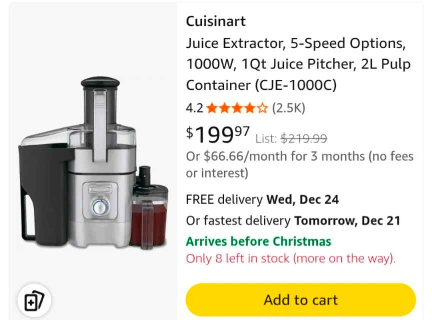 Cuisinart Juice Extractor - Model CJE-1000C - photo 3
