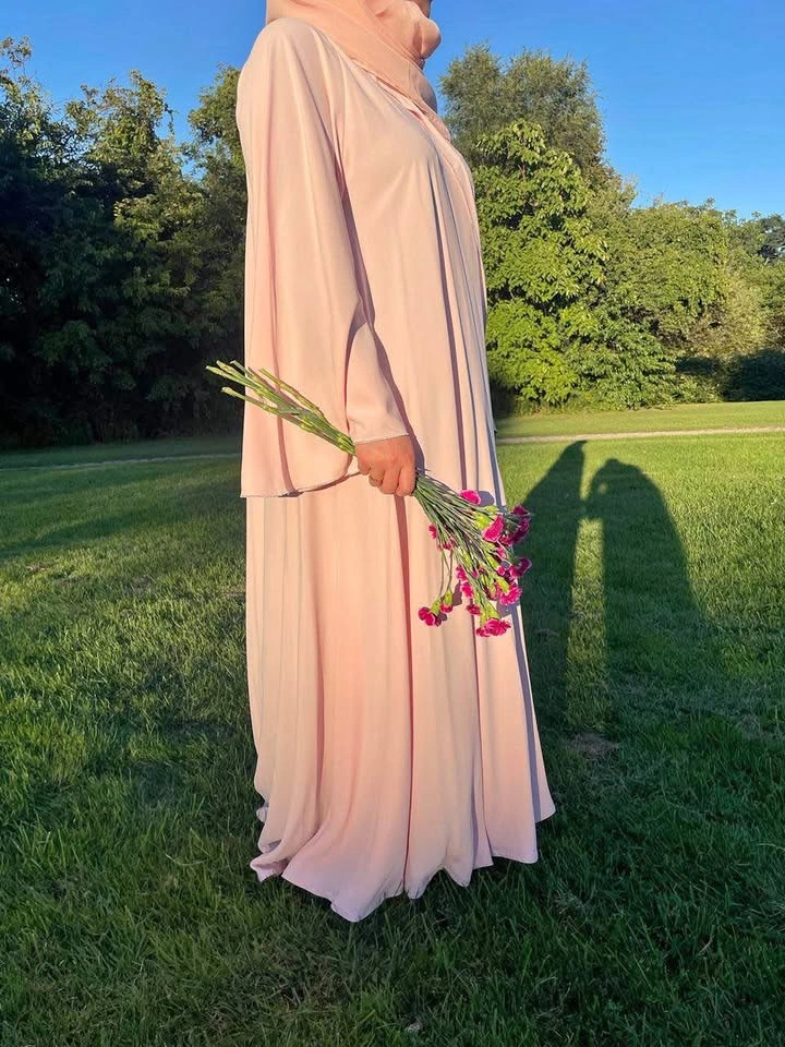 Luxury Silk-Touch Blush Pink Abaya Set (with Free Hijab)