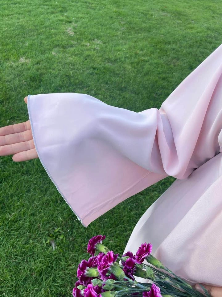 Luxury Silk-Touch Blush Pink Abaya Set (with Free Hijab) - photo 4