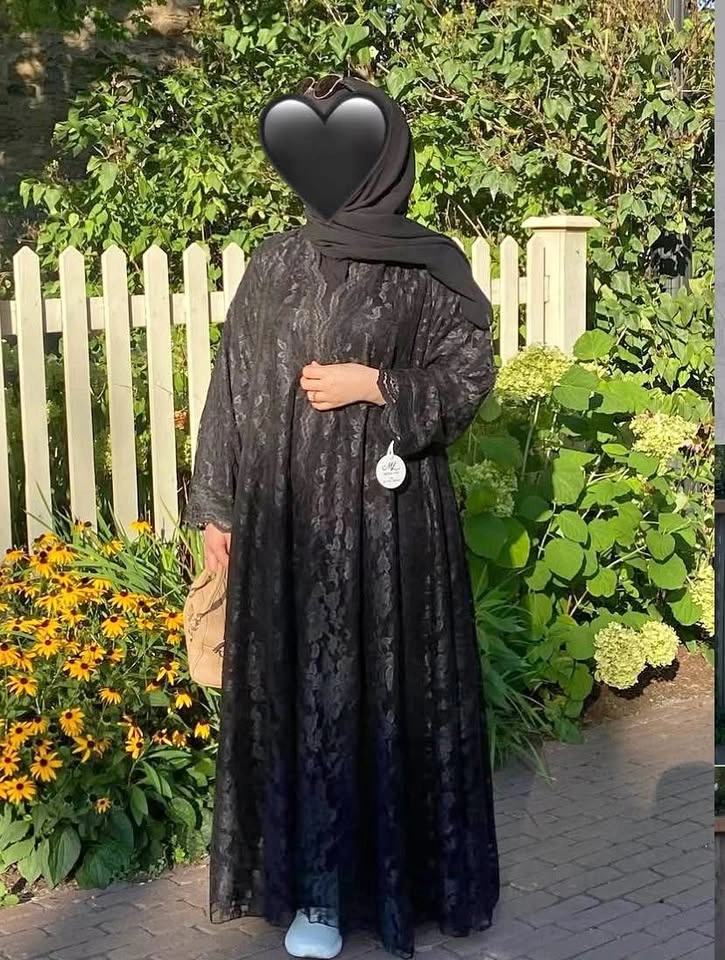 Luxury Black Lace Abaya Set (with Free Hijab)