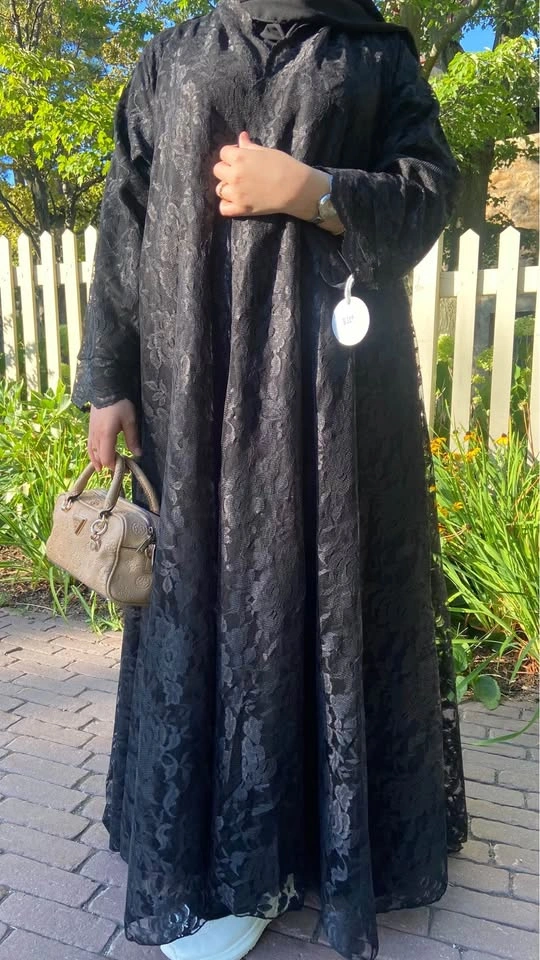 Luxury Black Lace Abaya Set (with Free Hijab) - photo 4