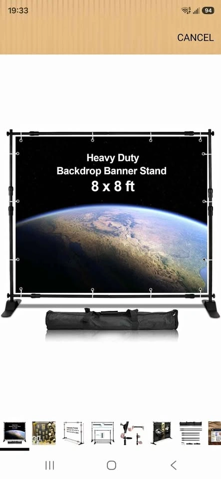 AkTop Heavy Duty Backdrop Banner Stand (8x8 ft) - Pickup Only