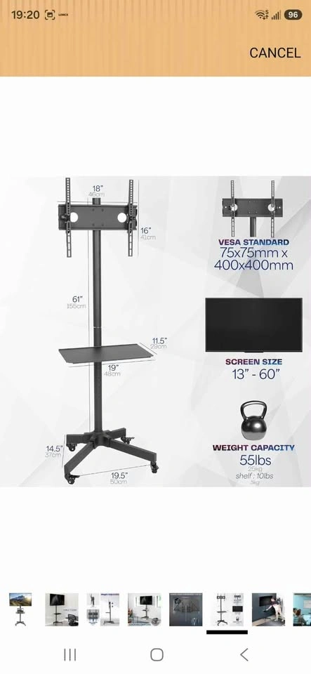 VIVO Mobile TV Cart for 13" to 60" - Pickup Only - photo 2