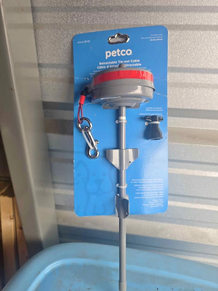 New Petco Retractable Dog Tie-Out Cable and Stake - 15 ft