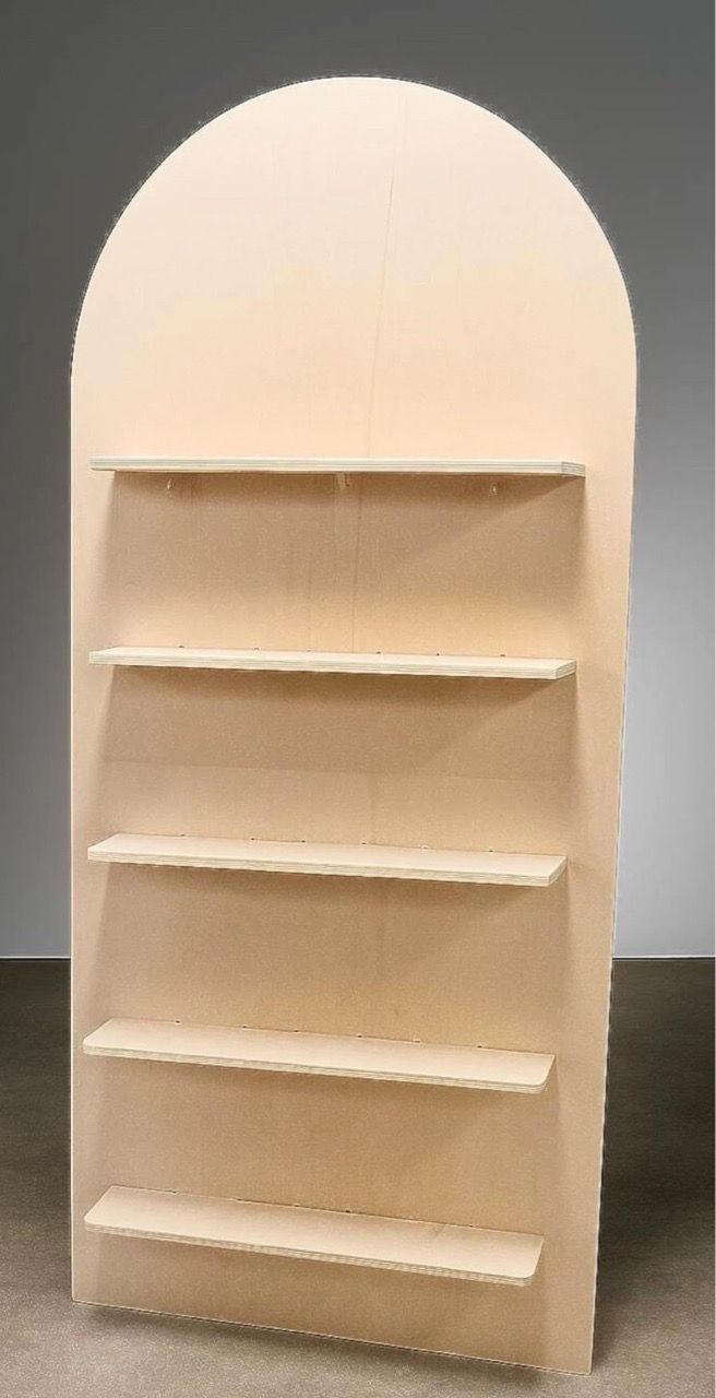 7ft Arched Wood Display Shelf