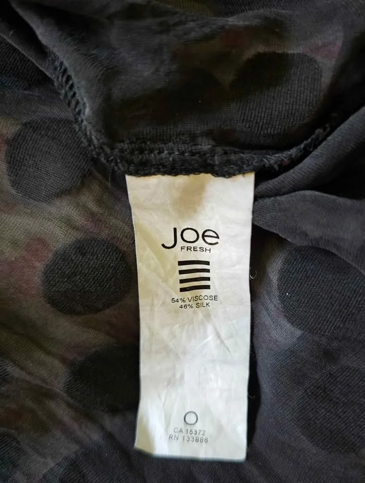 Joe Fresh Women's Black Velvet Polka Dot Sheer Silk-Blend Blouse - photo 3