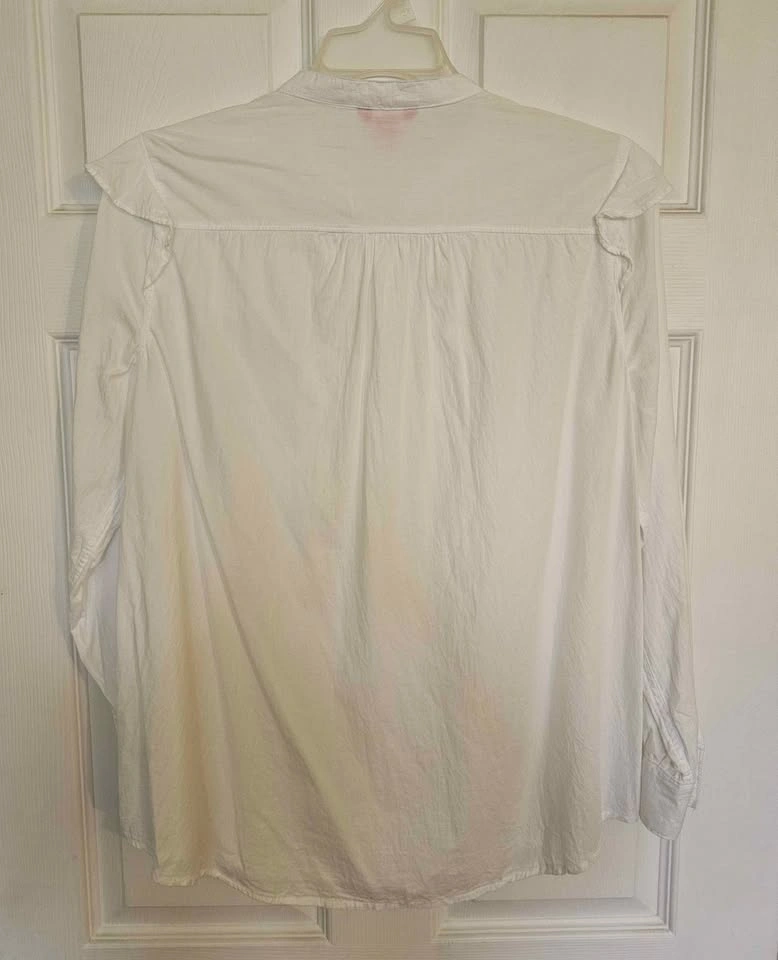 Joe Fresh Women's Ruffle Shoulder Band Collar Cotton Blouse - Si - photo 2