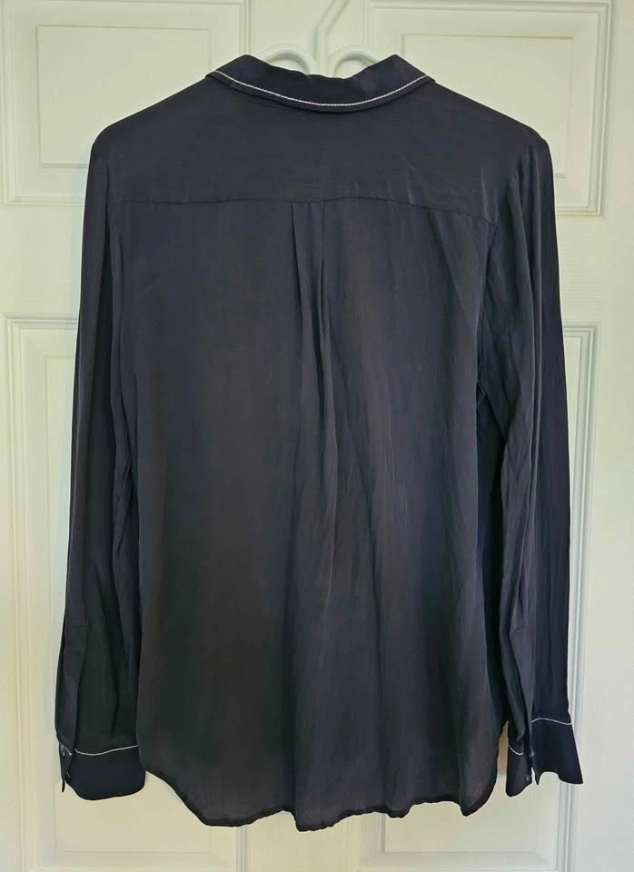 Brand New Joe Fresh Women's 100% Silk Dark Navy Shirt - M - photo 2